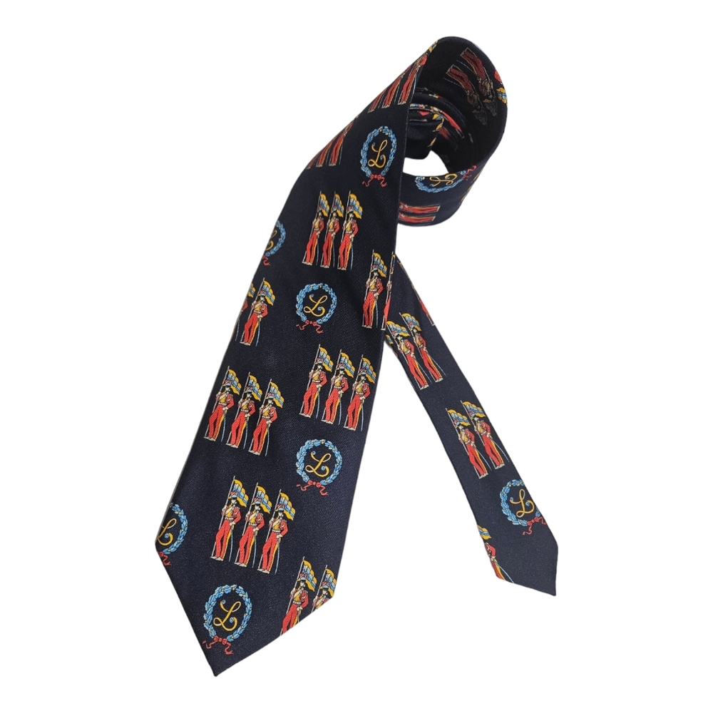 LEONARD Blue Royal Monogrammed "L" Silk LUXURY Tie ITALY